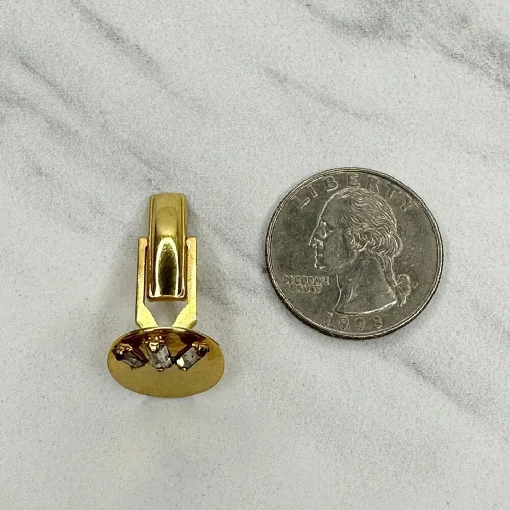 Vintage 1961 Pat 2974381 Rhinestone Gold Tone Oval Cufflink Single ✨